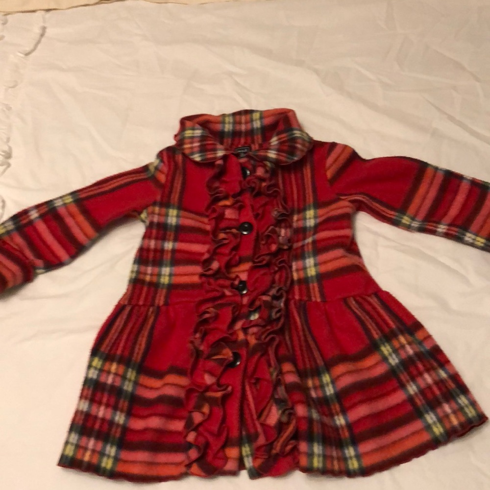 Mak & Co red plaid fleece coat